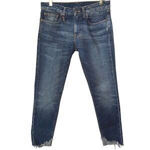 R13 Cropped Size 27 Kate Skinny Jeans Distressed Raw Hem Italy Garson W4121-942